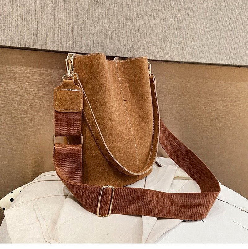 Ansloth – sacs seau rétro de grande capacité pour femmes, sac à bandoulière en cuir Nubuck de styliste de marque de luxe pour dames