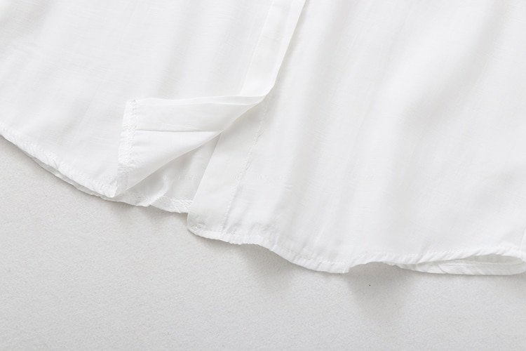 Chemise plissée à manches longues en mousseline de soie pour femme, nouveau chemisier blanc uni à col rabattu et nœud, collection printemps automne 2020, T0111