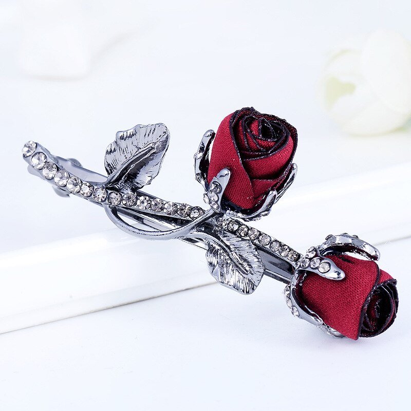 Épingle à cheveux élastique en fleur de rose fraîche pour femme, bijoux de tempérament coréen