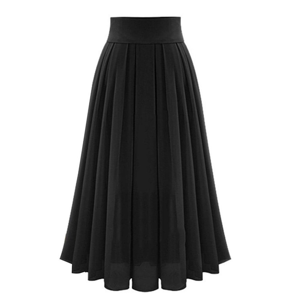 Longue jupe plissée en mousseline de soie, grande taille, élégante, décontractée, AL0166, noir, rose, bleu, vert, pour femmes
