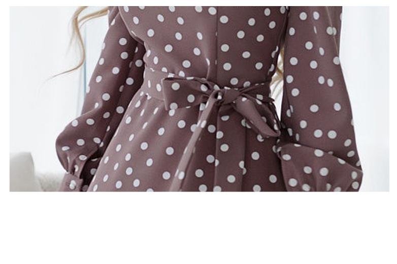 S.FLAVOR – robe Vintage à col rond pour femme, tenue de soirée décontractée à manches longues, imprimée à pois, forme trapèze, collection automne et hiver