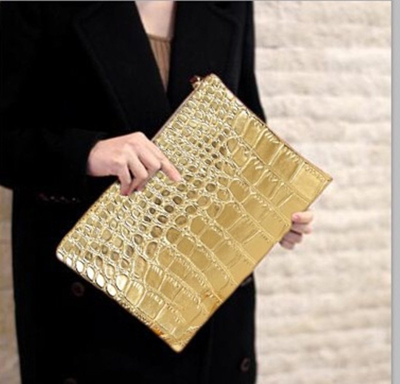 Pochette motif Crocodile pour femmes, sac de jour en cuir PU, sacs à main de luxe, sac enveloppe pour soirée
