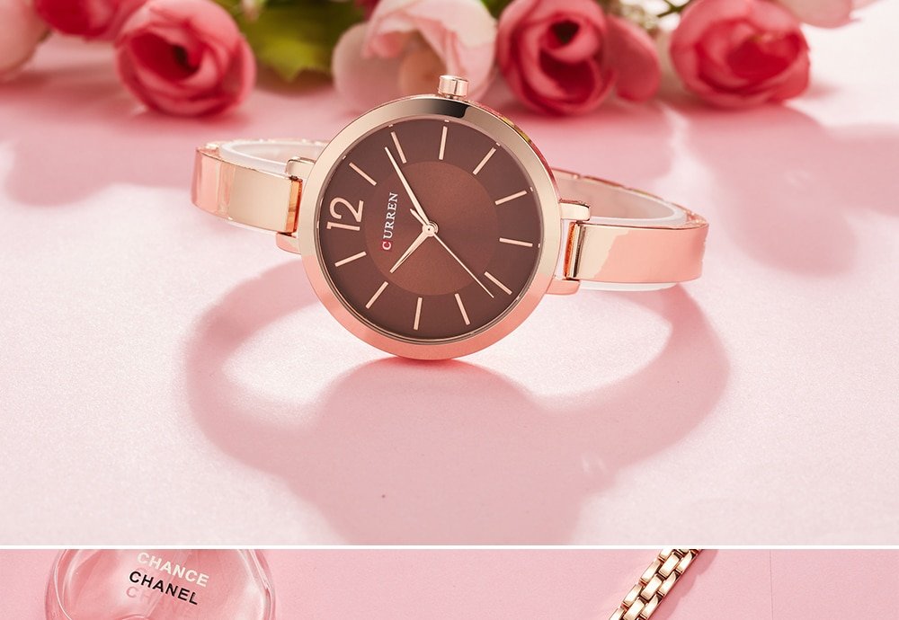 CURREN – montre-Bracelet à Quartz pour femmes, en acier inoxydable, tendance, cadeau idéal, montre pour femme