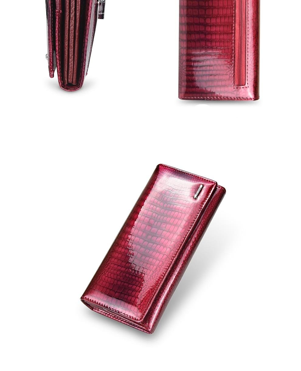 DICIHAYA – portefeuille en cuir véritable pour femmes, pochette Design rouge, porte-monnaie Crocodile