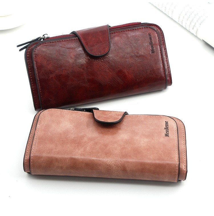 Portefeuille en cuir trois plis pour femmes, VINTAGE, porte-monnaie pour téléphone portable