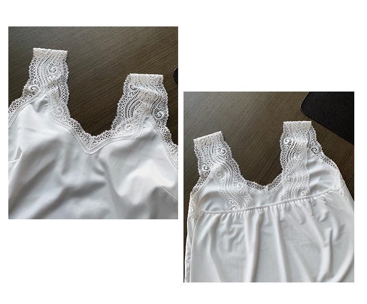 Camisole dos nu en dentelle et Satin de soie pour femmes, vêtements d'été, blanc, nouvelle collection 2020