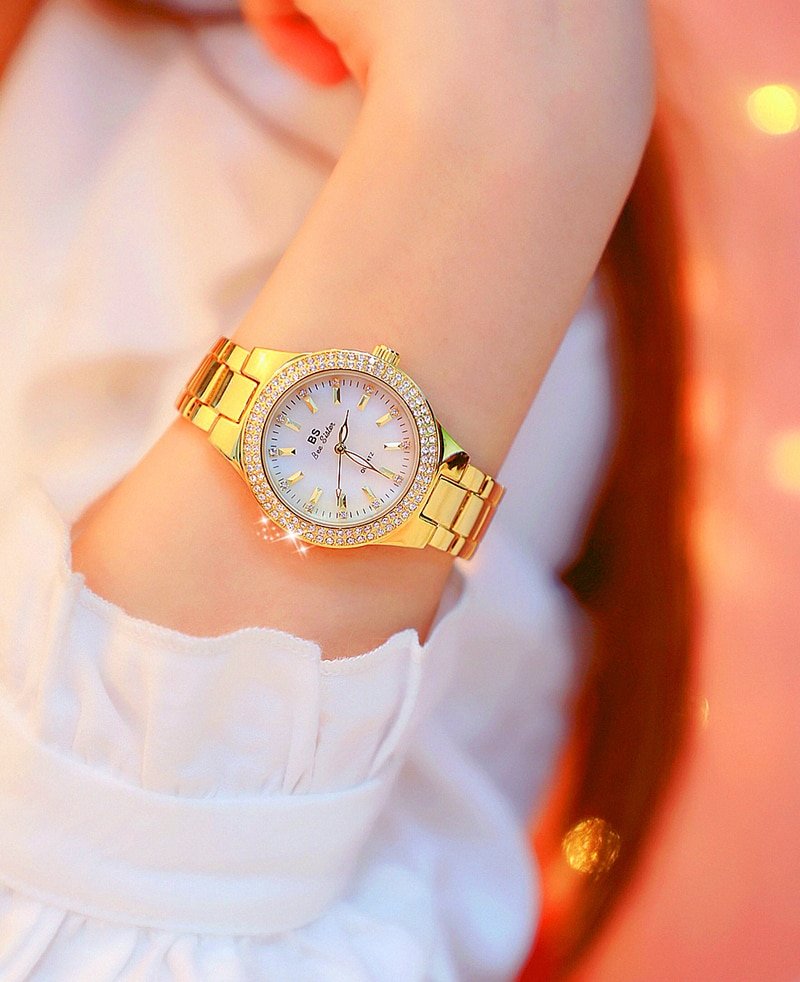Montre-bracelet en acier inoxydable pour femmes, en or, diamant, cristal, argent, horloge, 2021, 2020