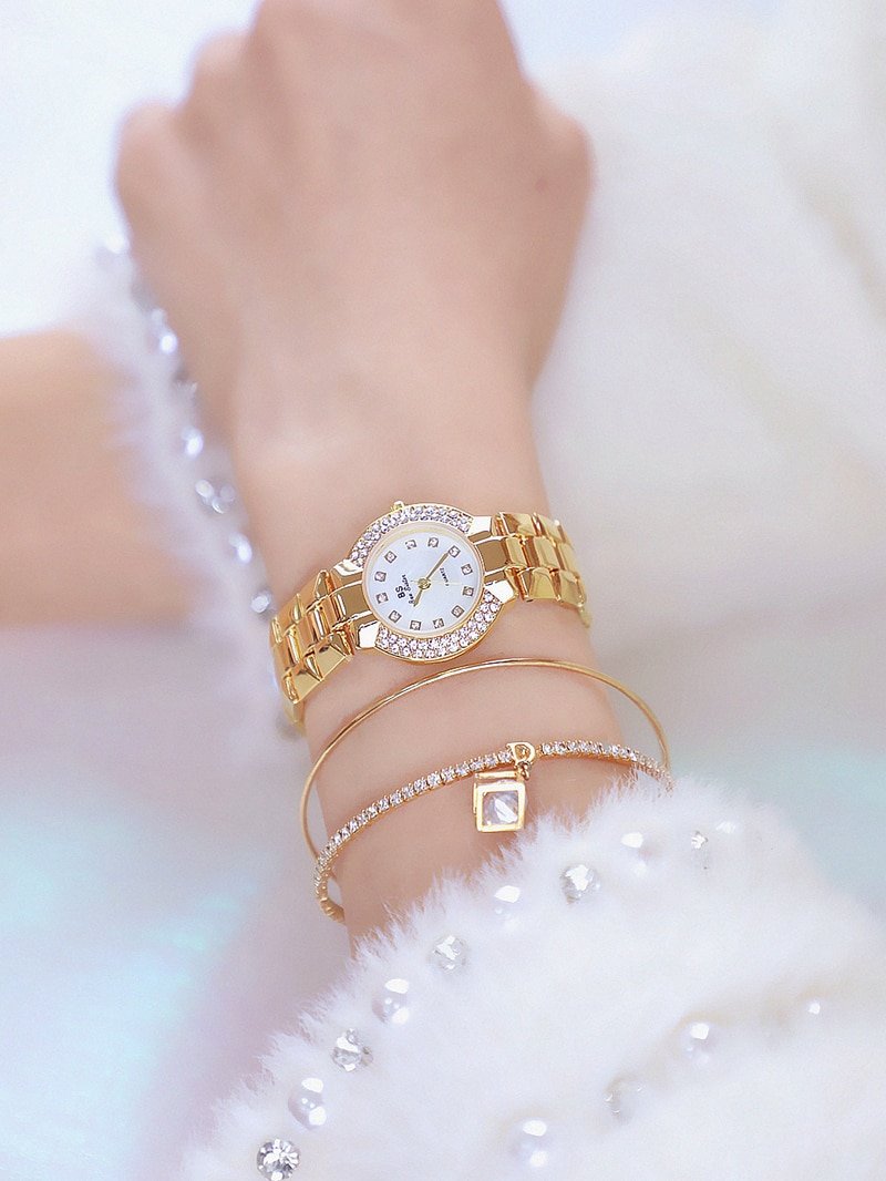 Montre de marque de luxe pour femmes, en argent et en or, à Quartz et diamant, horloge Bayan Kol Saati, 2021