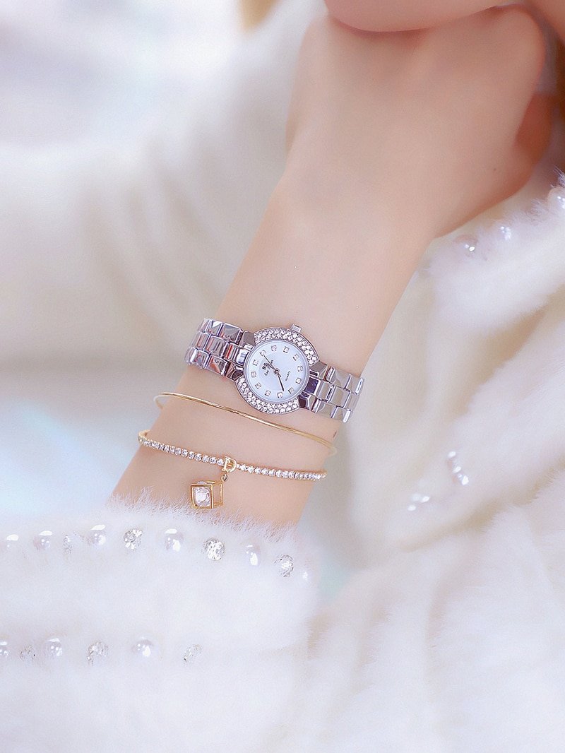 Montre de marque de luxe pour femmes, en argent et en or, à Quartz et diamant, horloge Bayan Kol Saati, 2021