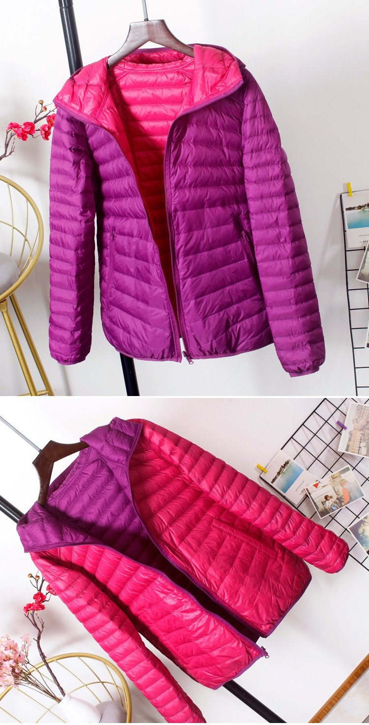 NewBang – doudoune réversible pour femme, manteau Ultra léger, avec plumes, Double face, idéal pour le voyage, 6XL, 7XL