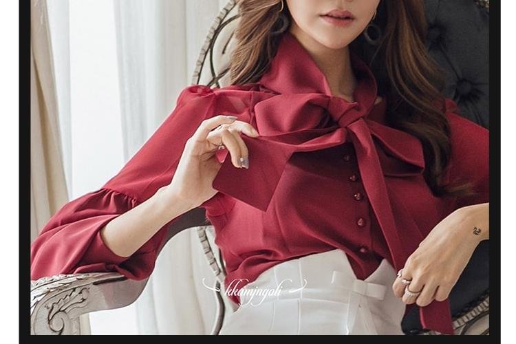 H Han Queen – ensemble de vêtements de travail Vintage pour femmes, chemisiers à manches lanternes et jupe fourreau blanche, nouvelle collection automne 2019