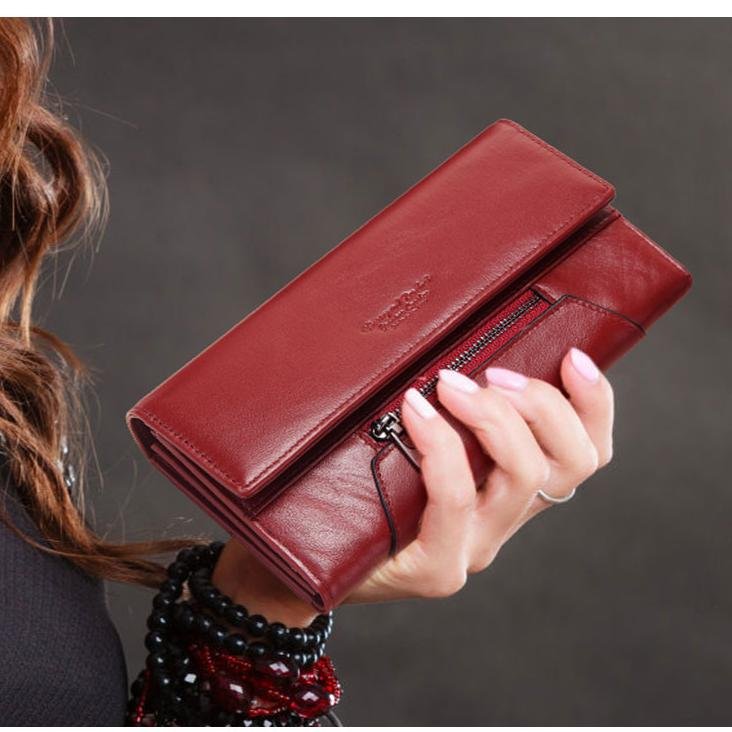KAVIS – portefeuille en cuir véritable pour femmes, nouveau Style, porte-monnaie tendance, porte-monnaie pratique, grande capacité