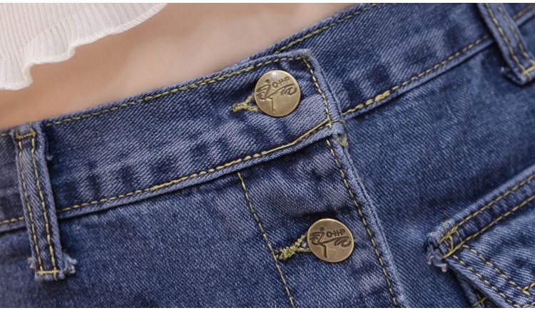 Jielur taille haute Denim jupes grande taille boutons poches classique jean Jupe pour les femmes S-5XL mode coréenne élégante Jupe Femme