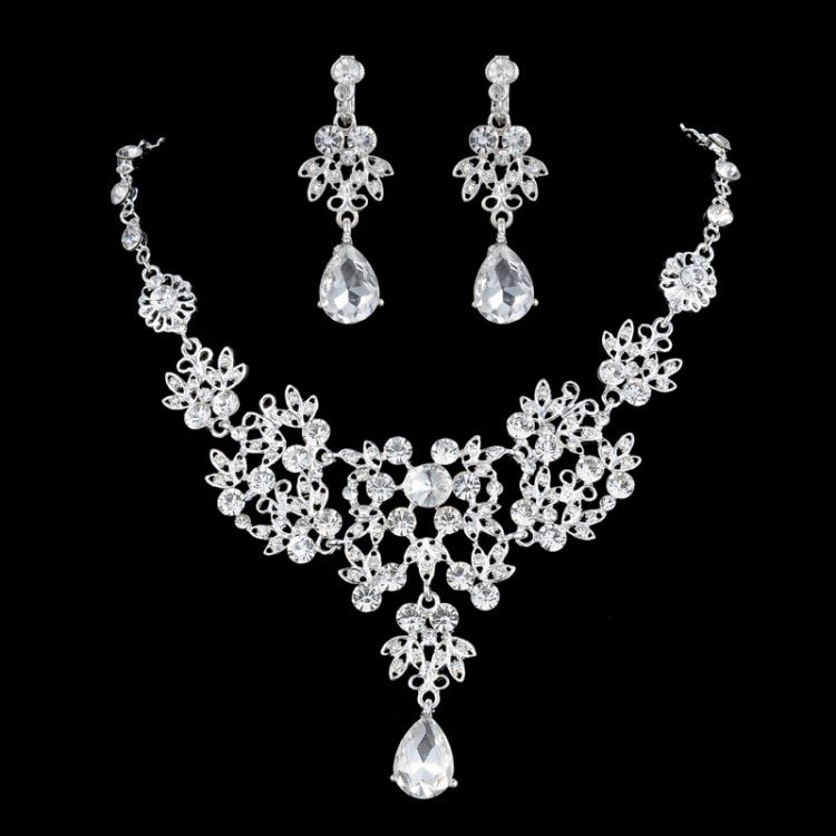 Ensemble collier, boucles d'oreilles et diadème, en cristal pour mariée, bijoux et accessoires de mariage, haute qualité