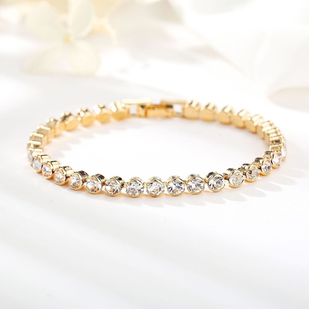 DIEZI – Bracelet de luxe coréen en cristal pour femmes, cadeau de mariage, couleur or argent, chaîne romaine en métal, bijoux