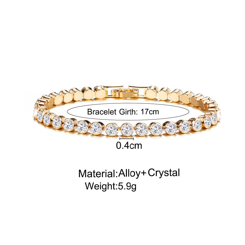 DIEZI – Bracelet de luxe coréen en cristal pour femmes, cadeau de mariage, couleur or argent, chaîne romaine en métal, bijoux