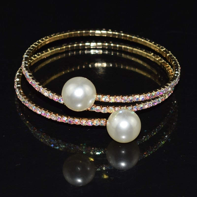 Bracelets tendance en strass plaqué argent, bijoux en perles de cristal pour femmes, cadeaux, 2021