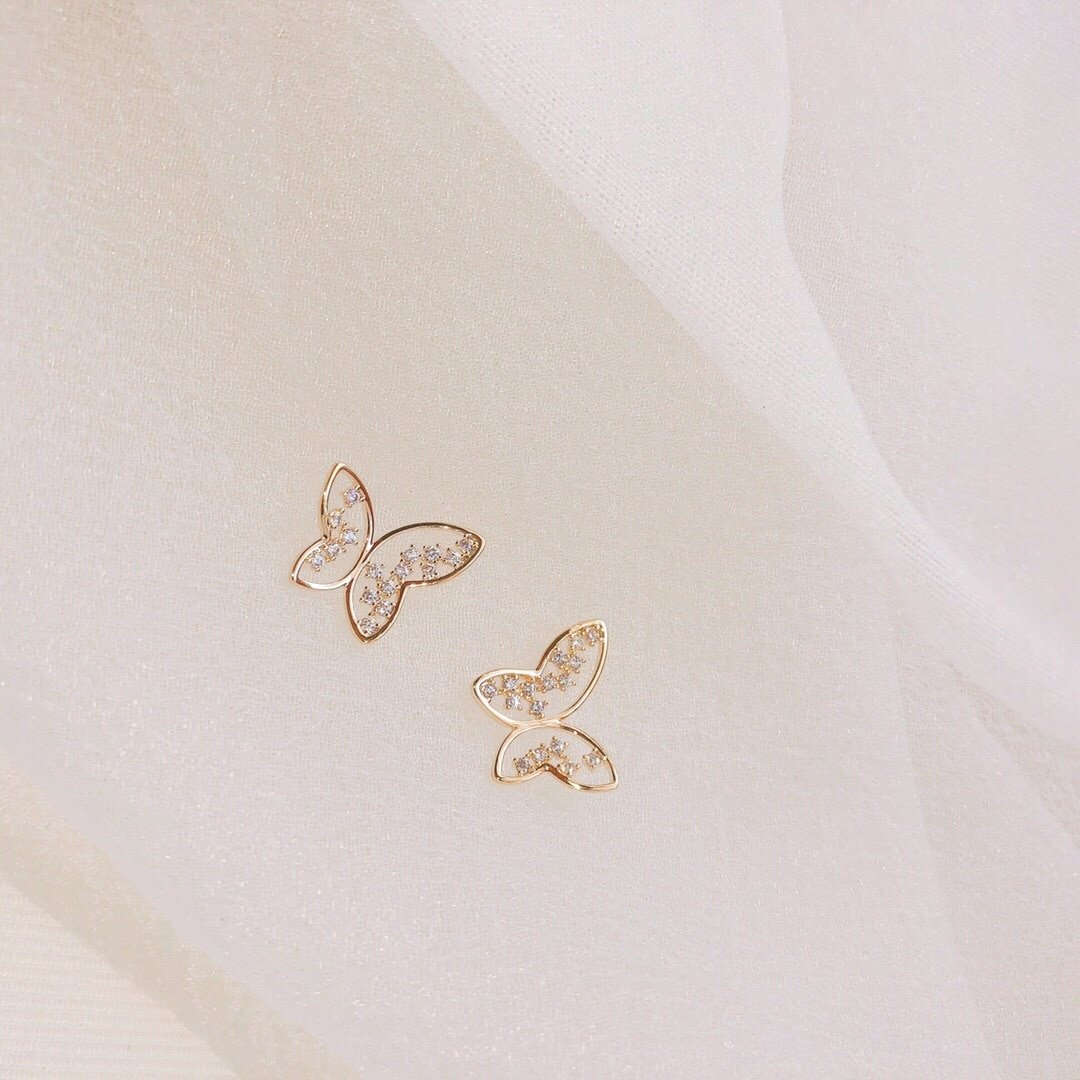 Boucles d'oreilles papillon en argent Sterling 925 pour femmes, style bohème, doré, creux, petit, accessoires, bijoux exquis, cadeau pour petite amie