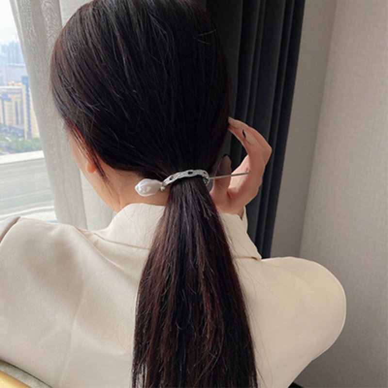 Pince à cheveux géométrique pour femmes, épingle à cheveux ajourée, couleur or argent, style coréen, queue de cheval, accessoires pour cheveux