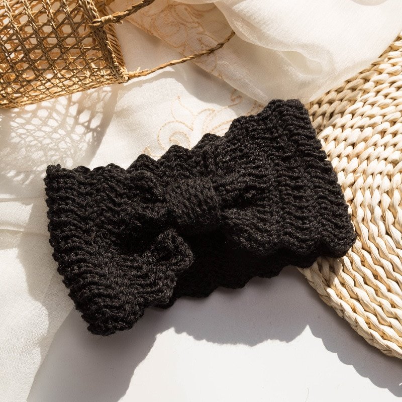 Bandeau tricoté large pour femme, Turban, nœud, accessoires pour cheveux, doux, en tricot, hiver