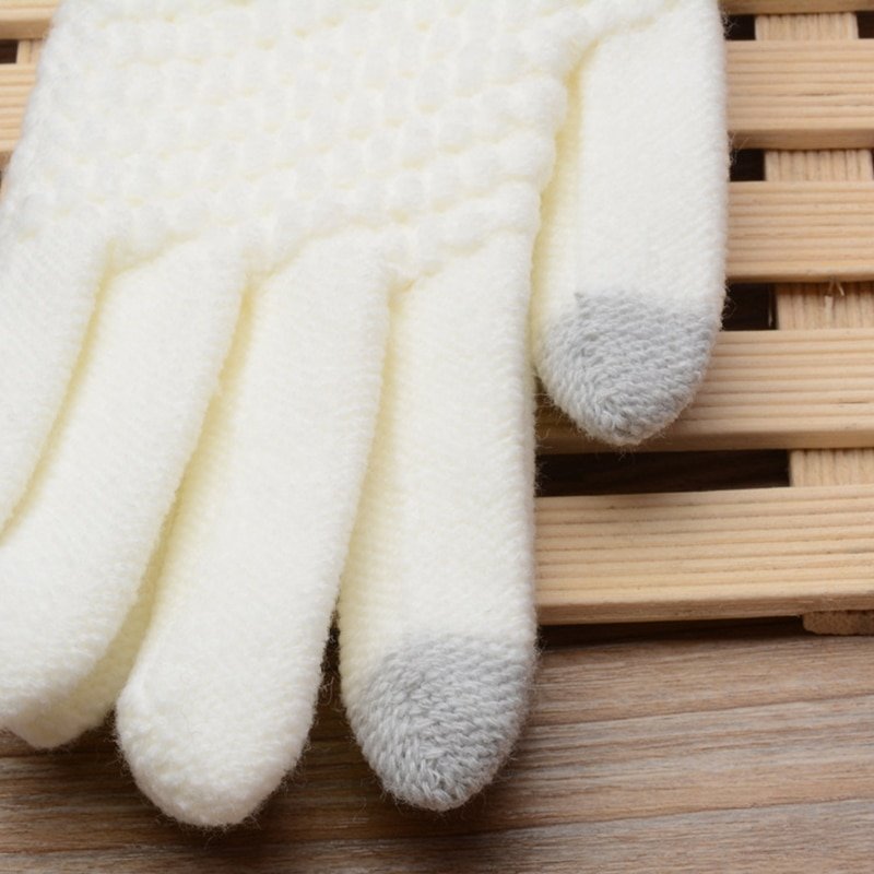 Gants épais pour écran tactile, en tricot chaud et extensible, Imitation laine, pour hommes et femmes