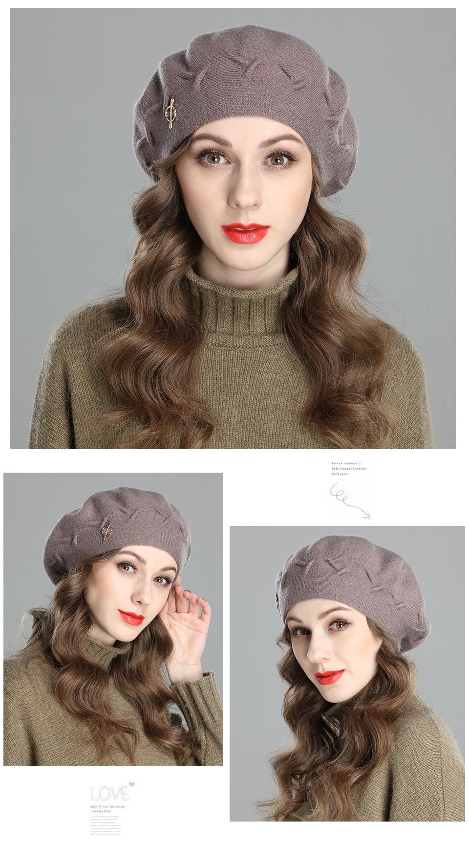 Bérets tricotés en laine pour femmes, casquettes, dernière décoration populaire, couleurs unies, chapeau à la mode pour dames, nouvelle collection hiver