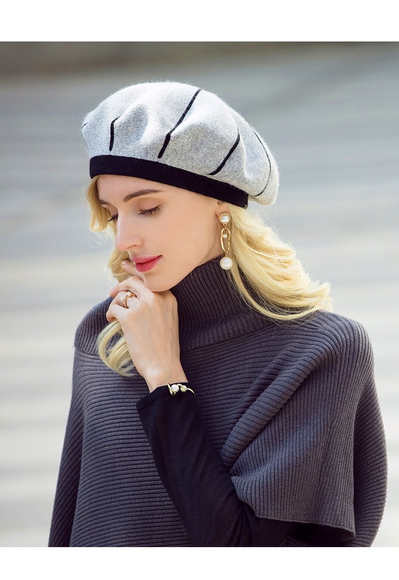 FS – bérets 100% laine pour femmes, chapeau d'artiste français blanc, Vintage filles, chapeaux de peintre, casquette chaude 2020