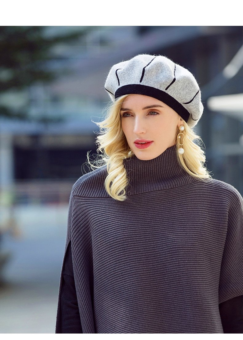 FS – bérets 100% laine pour femmes, chapeau d'artiste français blanc, Vintage filles, chapeaux de peintre, casquette chaude 2020