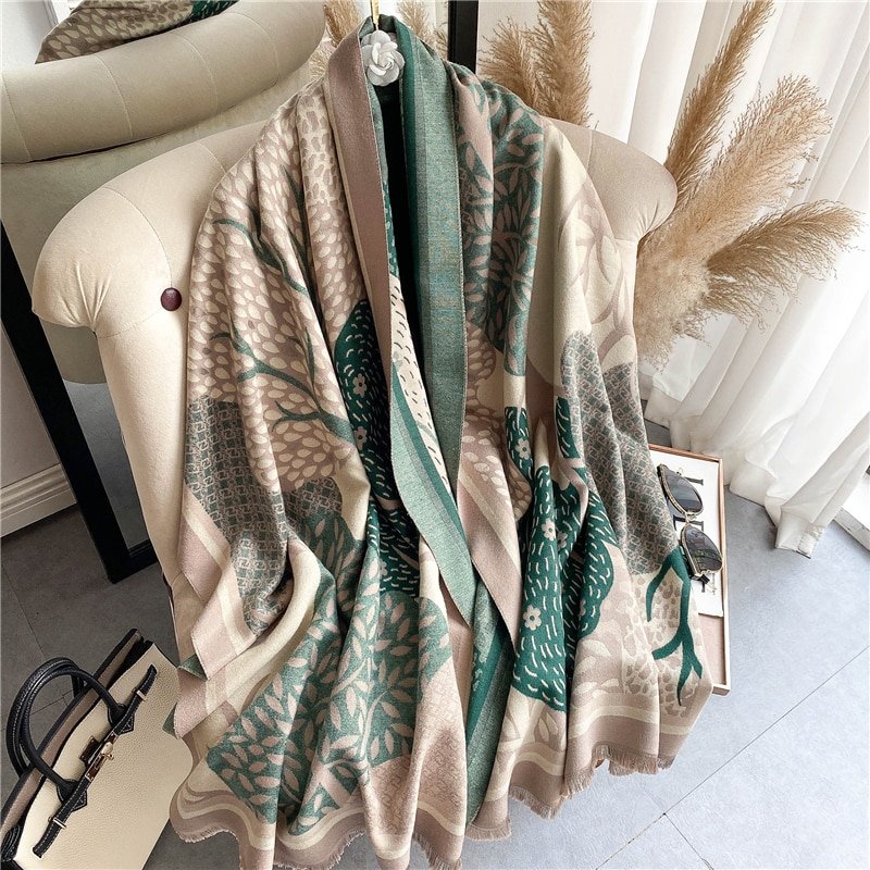 Écharpe Pashmina en cachemire pour femmes, châle imprimé de luxe, couverture épaisse et chaude, Bufanda, 2021x65cm, collection hiver 180