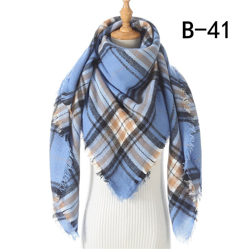 Écharpe en cachemire à carreaux pour femmes, Design, pashmina chaud d'hiver, marque de luxe, Triangle, tricot, cou, châles, hijab, 2021