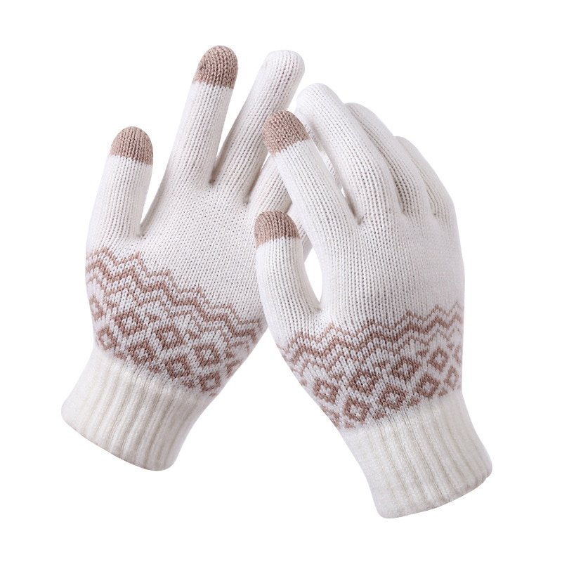 Gants d'hiver chauds et épais pour écran tactile, en laine de cachemire, tricotés, solides, mitaines pour tablette de téléphone portable