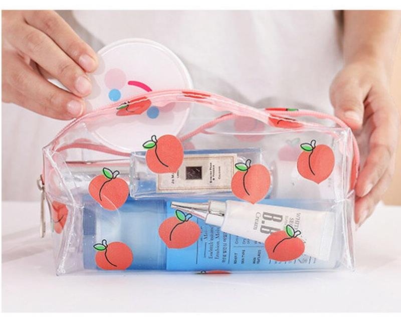 Grand étui à crayons Transparent étanche en PVC, papeterie cadeau filles écolières sac à crayons Kawaii maquillage cosmétique sacs de voyage