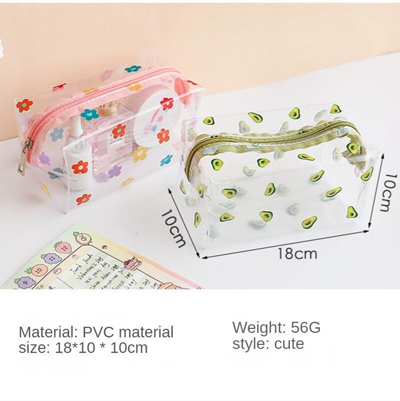 Grand étui à crayons Transparent étanche en PVC, papeterie cadeau filles écolières sac à crayons Kawaii maquillage cosmétique sacs de voyage