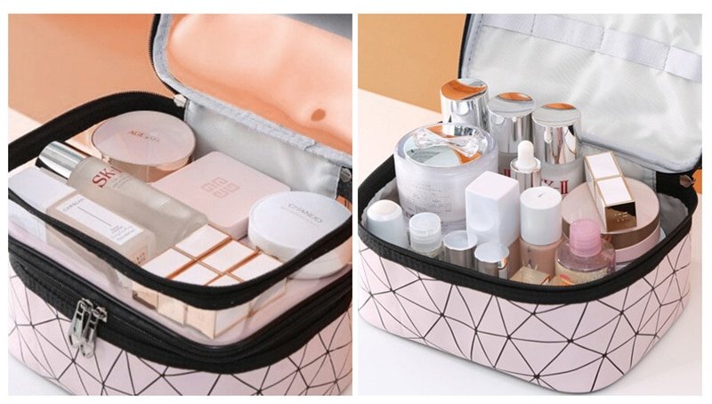 Sac de maquillage multifonction Transparent pour femmes, sac de voyage, sac à cosmétiques Transparent en diamant, trousse de rangement de toilette