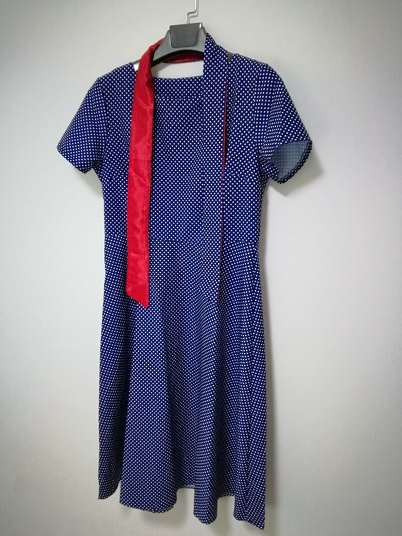 Longue Robe élégante à pois, magnifique Robe bleue pour femmes, tunique classique Vintage, vêtements d'été, 2021