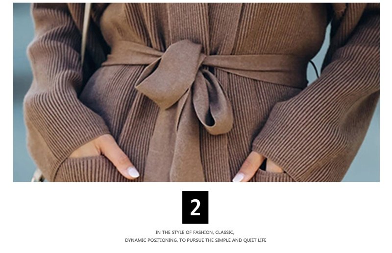S.FLAVOR – Cardigan tricoté à lacets pour femme, manteau à poches, ample et décontracté, pull à manches longues, nouvelle collection automne hiver 2021
