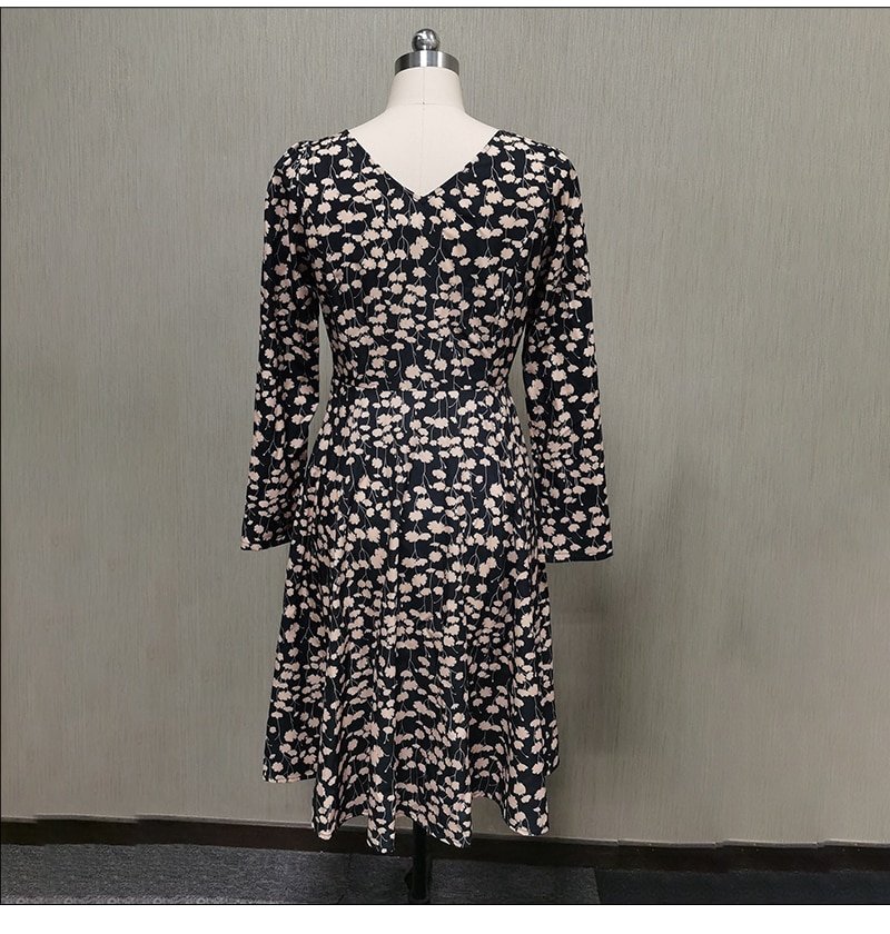 S.FLAVOR – robe imprimée Vintage pour femmes, tenue de soirée élégante à manches longues et col rond, Slim, nouvelle mode, automne hiver 2021