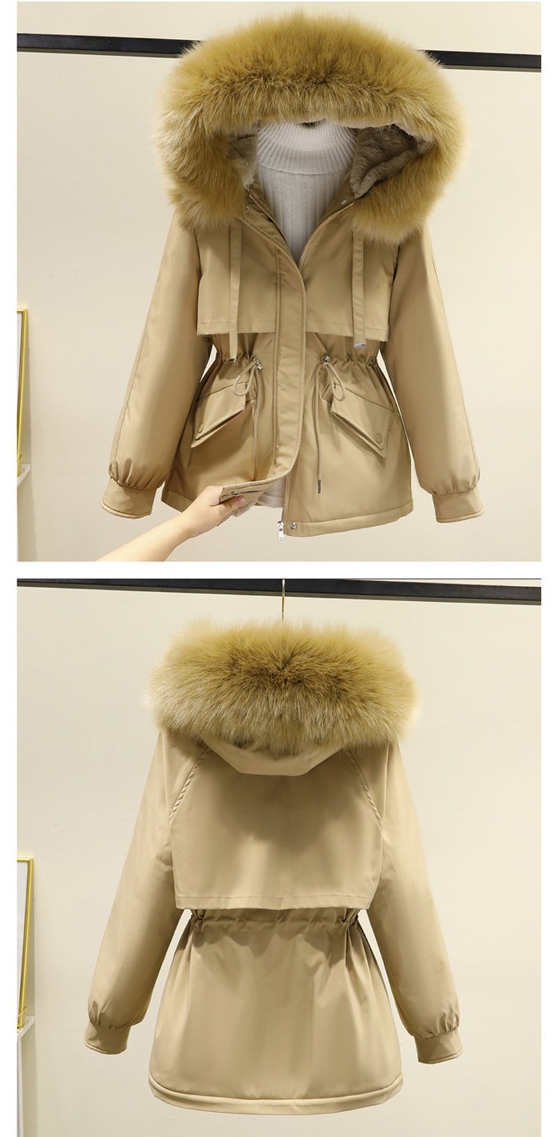 Parka en coton rembourré, grande taille 2XL, grande veste en fourrure pour femme, ample, Slim et chaud à capuche, hiver