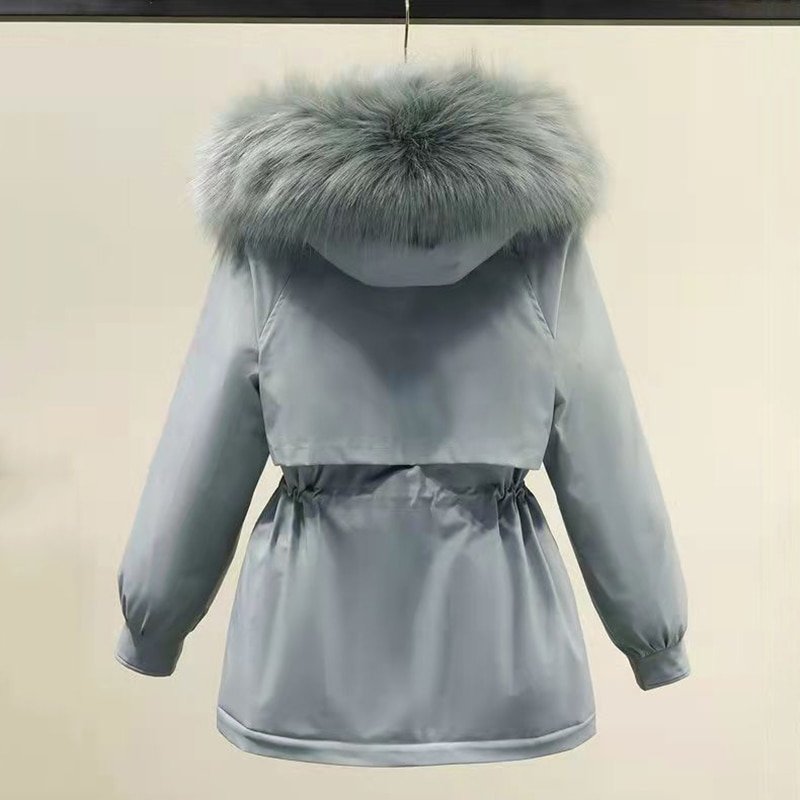 Parka en coton rembourré, grande taille 2XL, grande veste en fourrure pour femme, ample, Slim et chaud à capuche, hiver