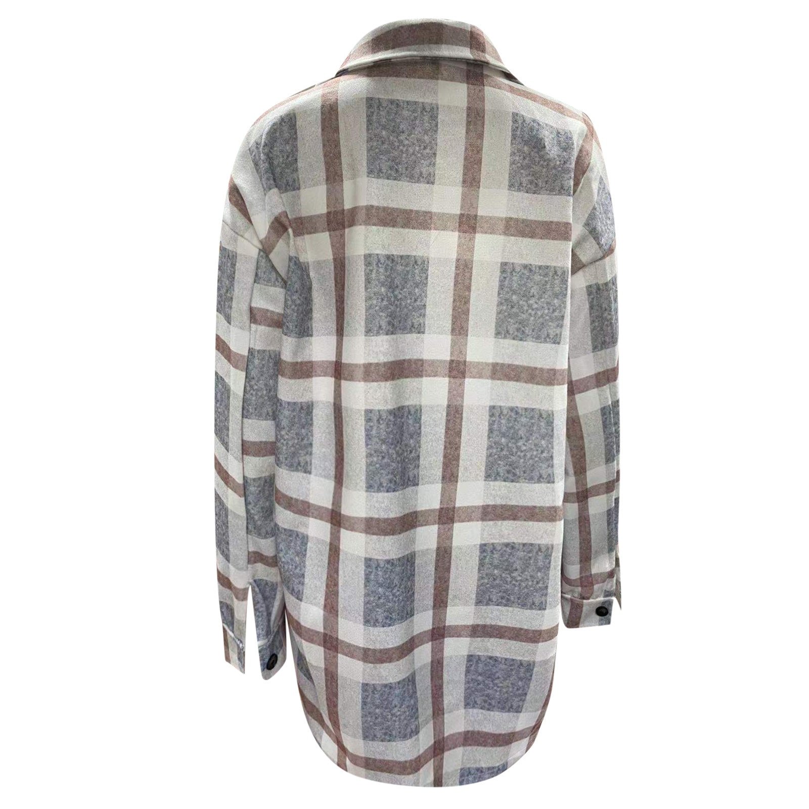 Chemise à carreaux brossés pour femmes, Vintage, manches longues, flanelle, bouton à revers, poche, veste, manteaux d'hiver L5