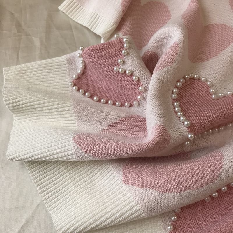 Ensemble 2 pièces imprimé coréen pour femmes, pull à manches courtes et pantalon avec perles, survêtement décontracté rose, automne