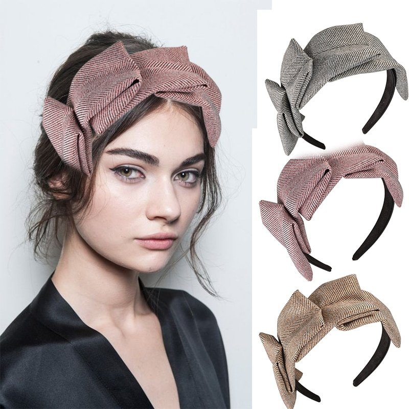 Lystrfac – bandeau en tissu à carreaux pour femmes et filles, antidérapant, accessoires de cheveux, cerceau, mode automne hiver