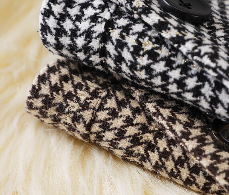 Jupe mi-longue en laine, boutonnage pied-de-poule, taille haute, amincissante, rétro, épaisse, tendance, nouveau Style d'hiver S-XXL