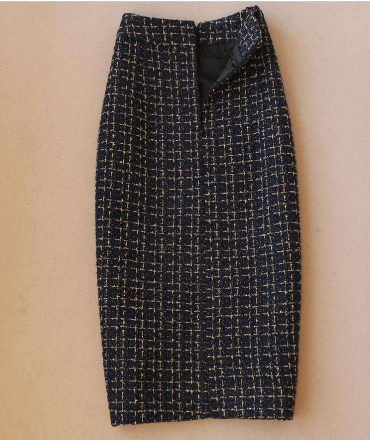 Jupe en laine de tweed pour femmes, jupe crayon fendue, taille haute, pour dames de bureau, collection nouveauté