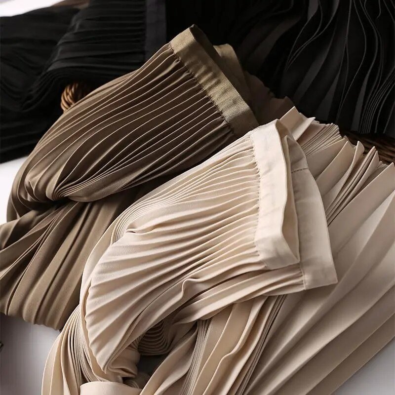 Yitimoky – jupes longues plissées pour femmes, élastique, Chic, mode, ligne A, élégante, bureau, luxe, mi-longue, printemps-automne, 2022
