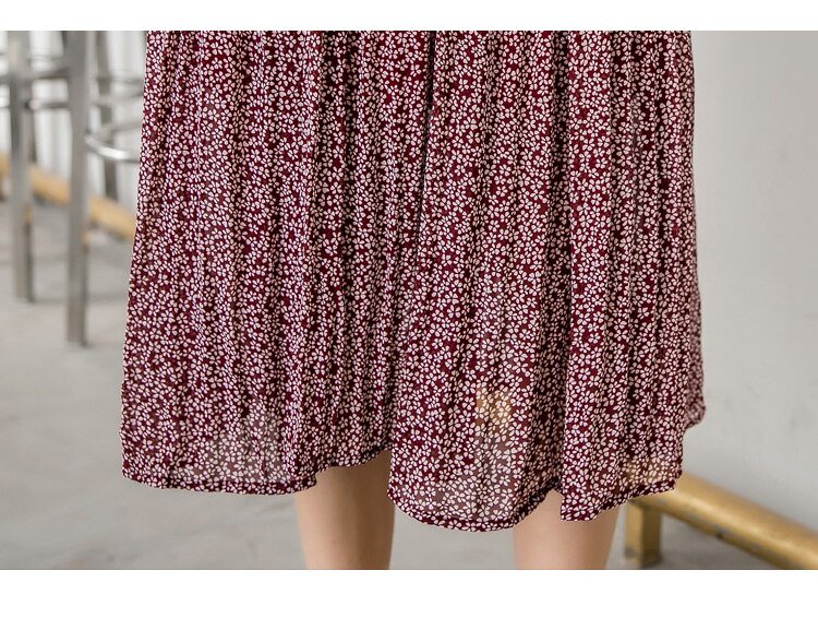 Robe trapèze mi-longue en mousseline de soie, manches longues, taille Slim, élastique, élégante, col montant, imprimé Floral, printemps, 2022