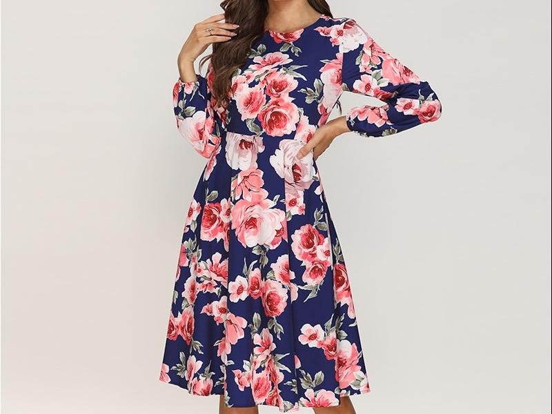 S.FLAVOR – robe mi-longue à imprimé Floral pour femmes, style Boho, col rond, Slim, ligne a, style bohème, Chic, été, 2022