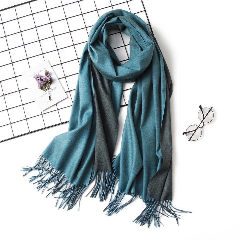 Écharpe Double face en cachemire pour femme, châle en Pashmina, chaud et doux, à la mode, tendance hiver 2022