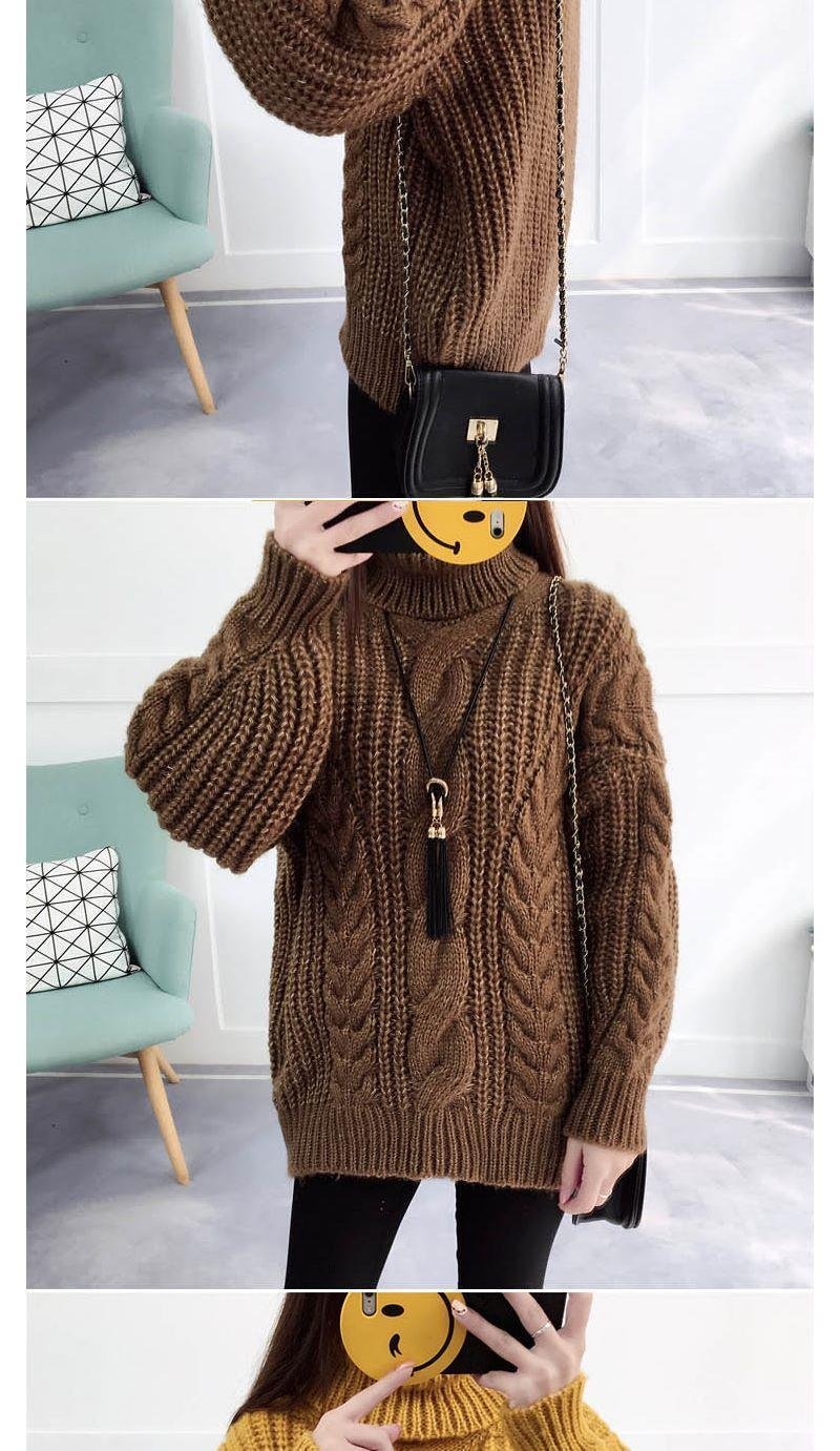 Pull tricoté à manches lanternes pour femme, style rétro, chaud, décontracté, ample et épais, en laine, paresseux, automne et hiver