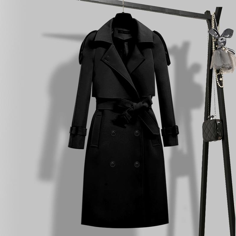 Trench Long à revers pour femme, manteau coupe-vent, Double boutonnage, pardessus féminin, nouvelle collection hiver 2022